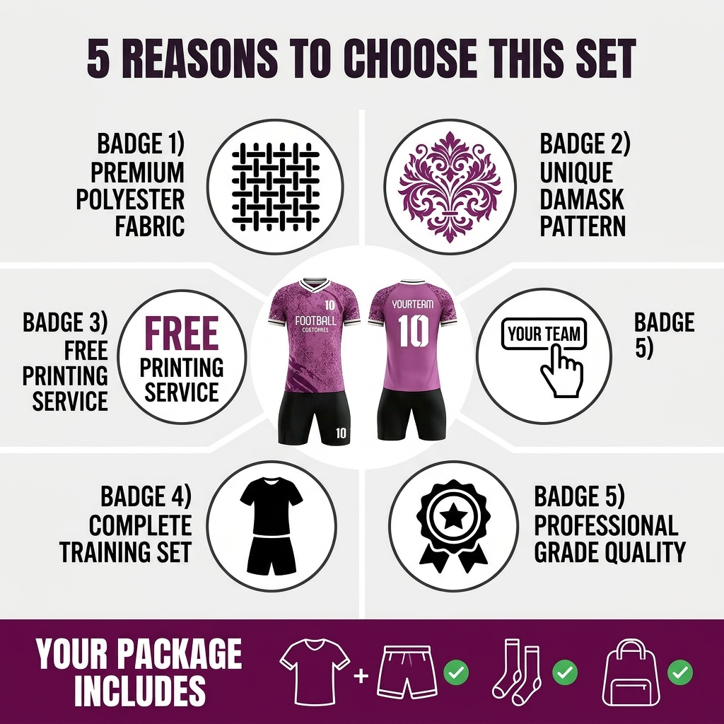Custom Soccer Jersey Set Men Purple Camo Football Uniform with Shorts Personalized Name Number Breathable Quick Dry Team Kit - view 8