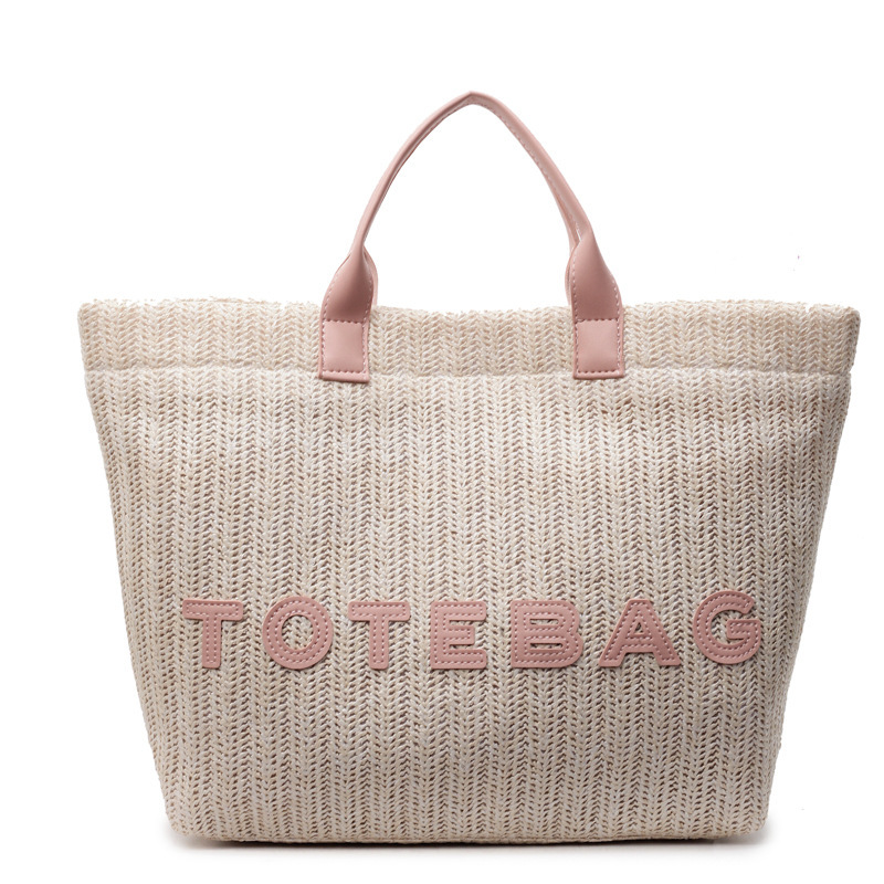 Hot Women's Straw Woven Designer Tote Bag Large Capacity Casual Beach Bag with Letter Print Multi-color Optional Summer Travel Handbag