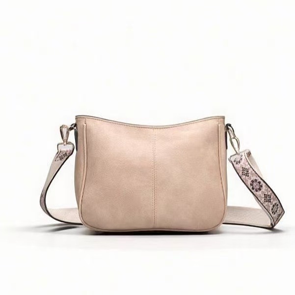 2026 New Retro Vegan Leather Crossbody Bag Brown Casual Hobo Purse with Bohemian Floral Wide Strap Wholesale
