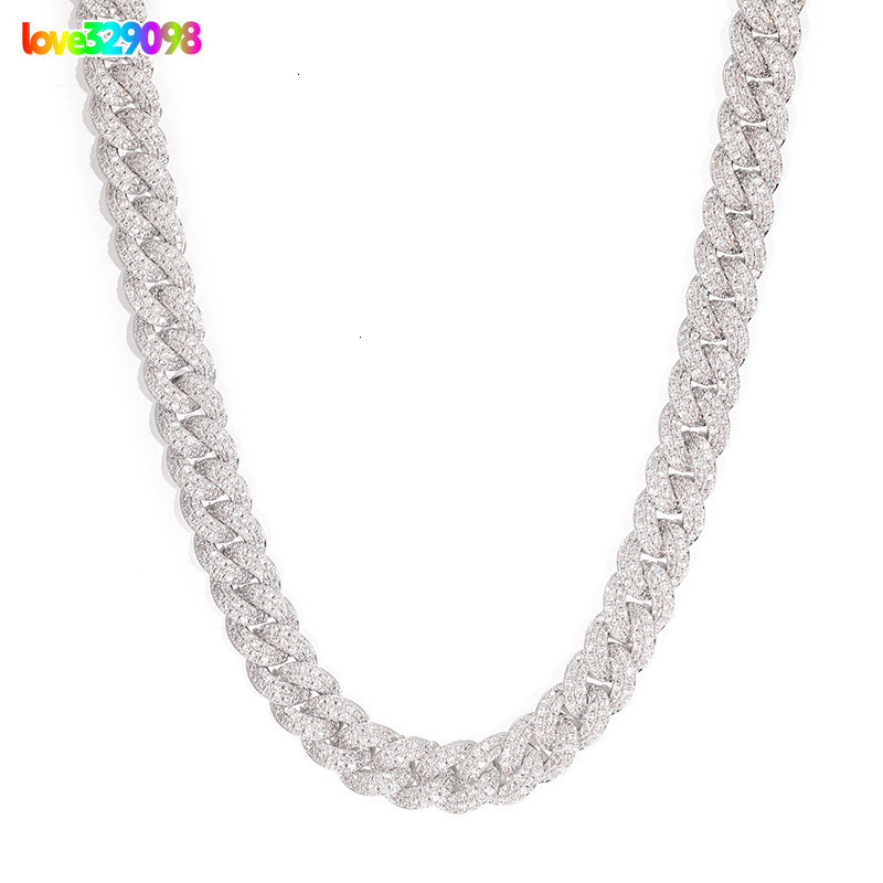 Noya Hip Hop Jewelry 8mm Ice Cube Effect Double Row VVS Moissanite Cuban Link Pendant Necklace 925 Sterling Silver Cuban Necklace