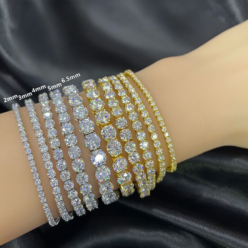 3mm VVS Moissanite Diamond 925 Sterling Silver VVS Moissanite Diamond Jewelry Tester Tennis Chain Men's Bracelet Necklace