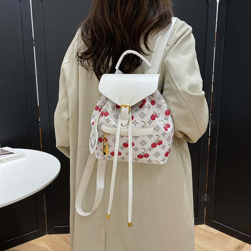 Ladies' Fashion Backpack 2026 New Printed Design Versatile Color Contrasting Large Capacity Leisure Travel Backpack Free Shipping Brown White - view 5