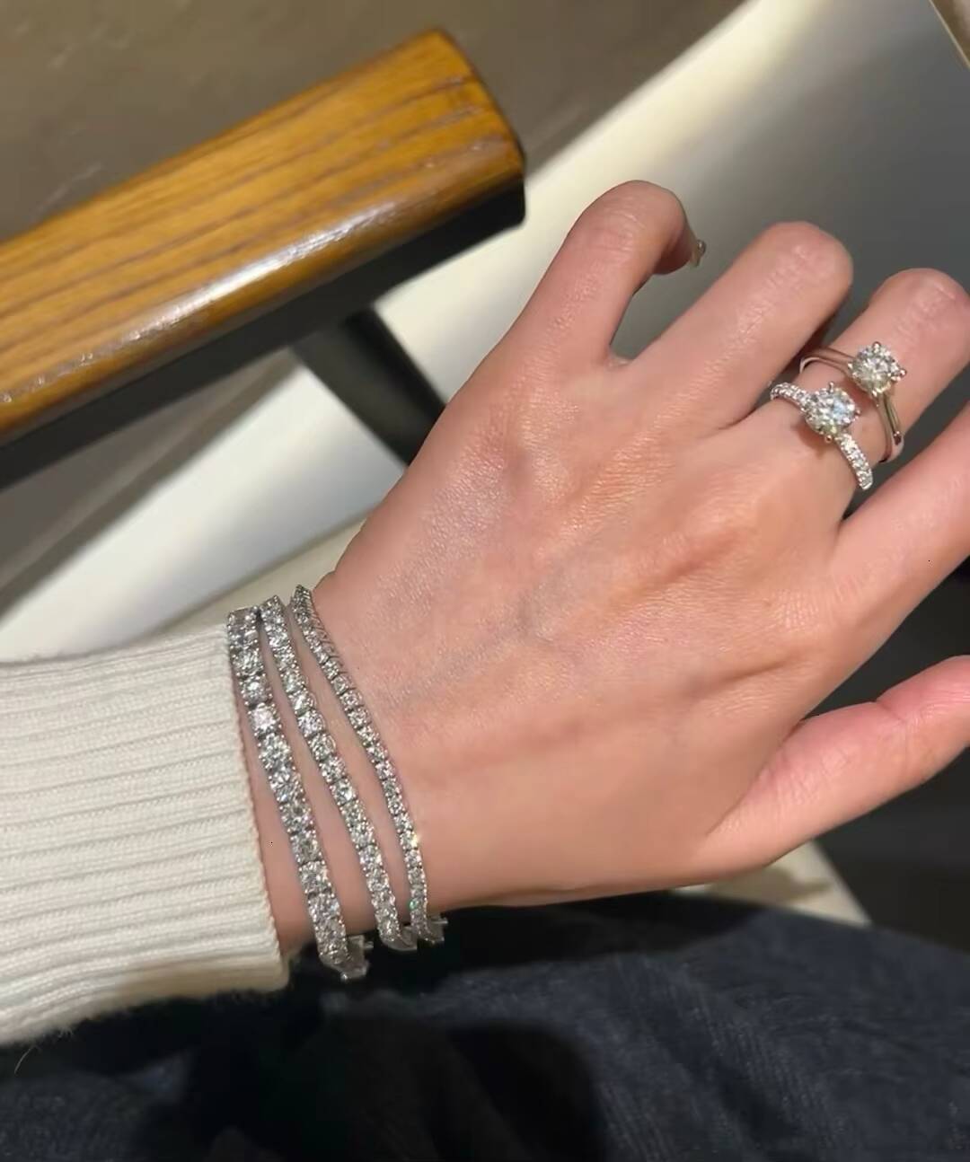 Anster Oem 18K Yellow White Solid Gold 4mm Per VS VVS Round Cut Lab Grown Diamond Jewelry Tennis Bracelet