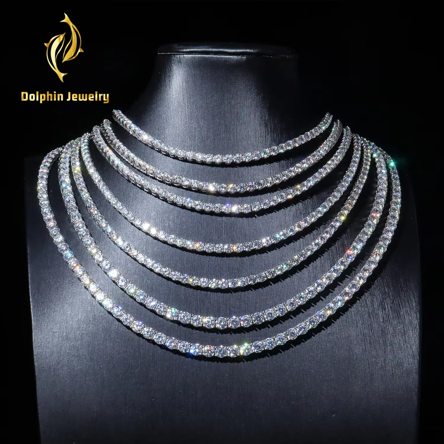 3mm VVS Moissanite Diamond 925 Sterling Silver VVS Moissanite Diamond Jewelry Tester Tennis Chain Men's Bracelet Necklace