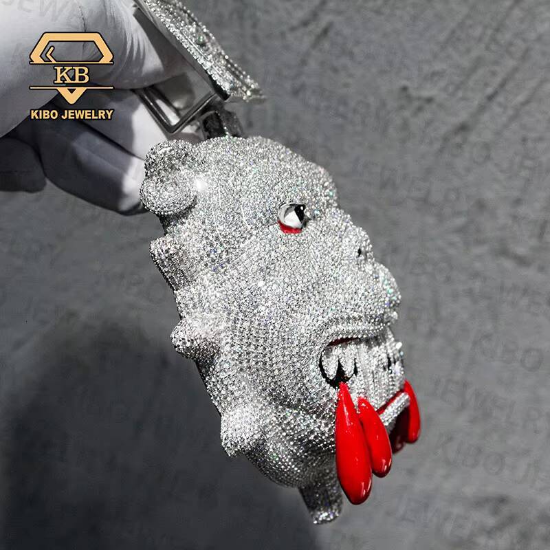 VVS Diamond Chain Pendant Moissanite Big Size Pendant With Iced Out Charm Custom Large Dog Bulldog Pendant for Mens - view 7