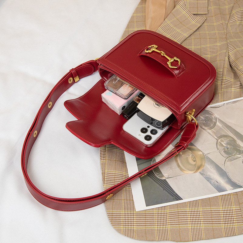 Women's Classic Horsebit Flap Crossbody Bag In Dark Brown With Gold Hardware