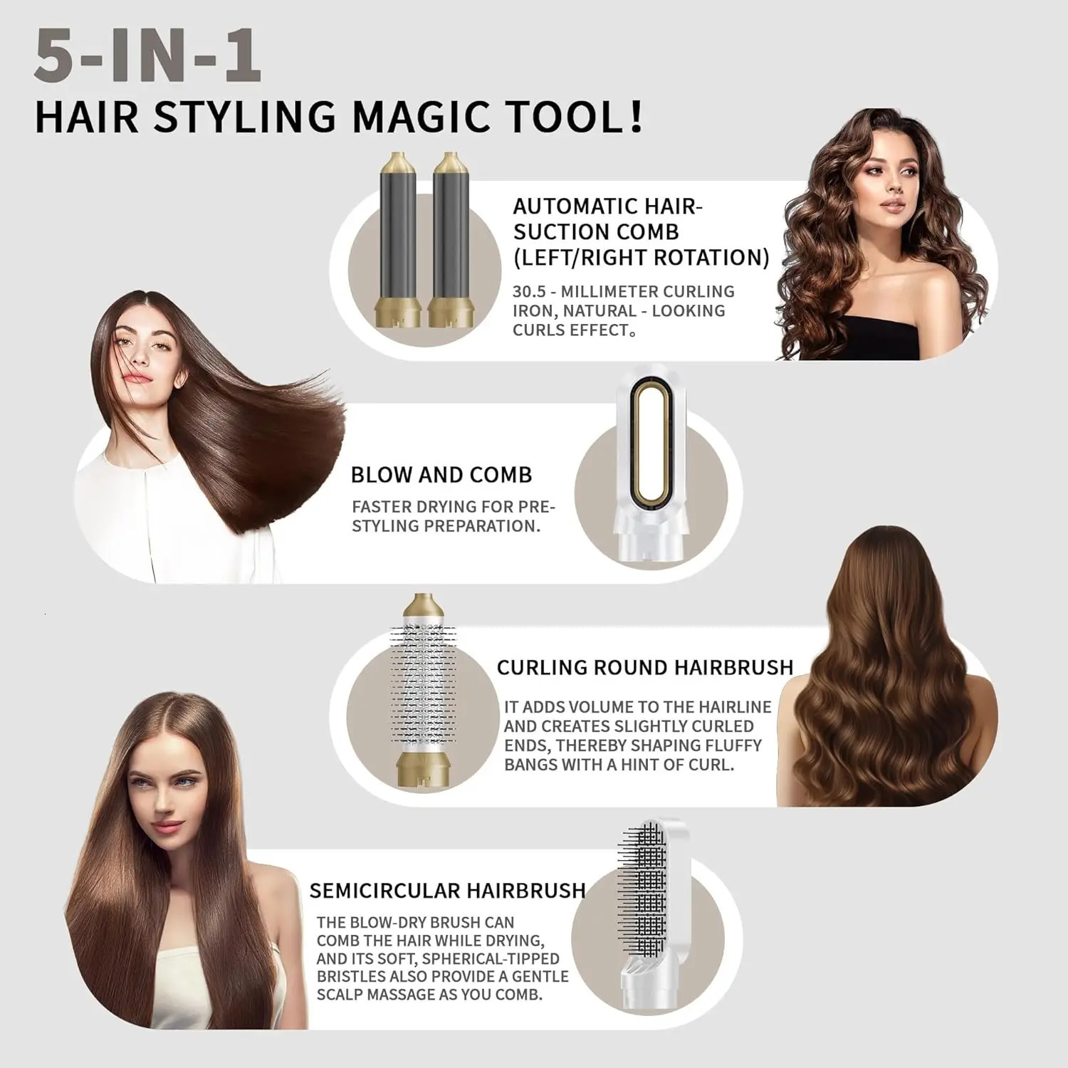 Multi-Functional 5-In-1 Curling And Straightening Comb Hair Accessories Styling Tools And Equipment Hair Dryer For Dyso Gift 260508 - view 7