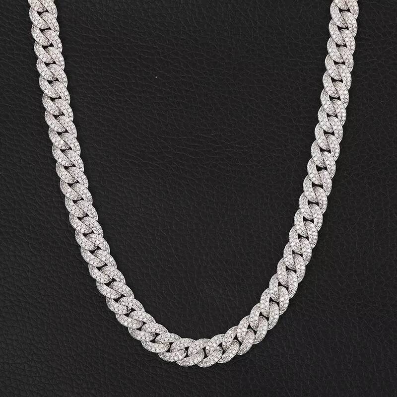 Noya Hip Hop Jewelry 8mm Ice Cube Effect Double Row VVS Moissanite Cuban Link Pendant Necklace 925 Sterling Silver Cuban Necklace