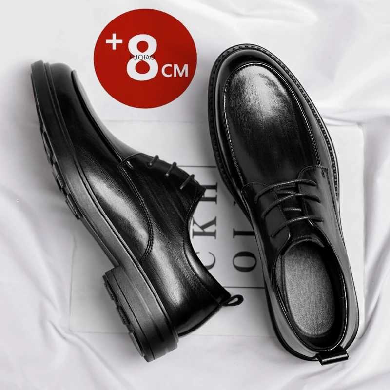 Men Plus Size Elevator Shoes 3/6/8CM Height Increase Formal Office Wedding Party Dress Heightened Shoes Casual Leather Oxfords H260509