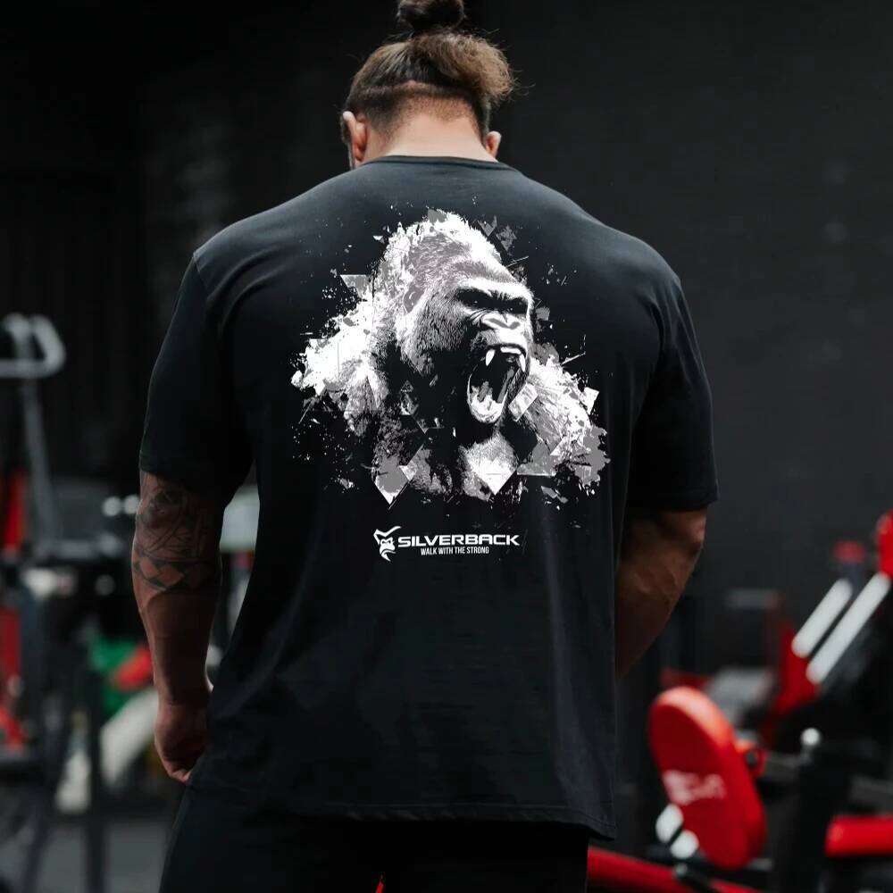 New SILVERBACK Oversized Loose Short Sleeve Tees Gym Bodybuilding Breathable Cool Men Clothing Fitness Workout Muscle T-shirts