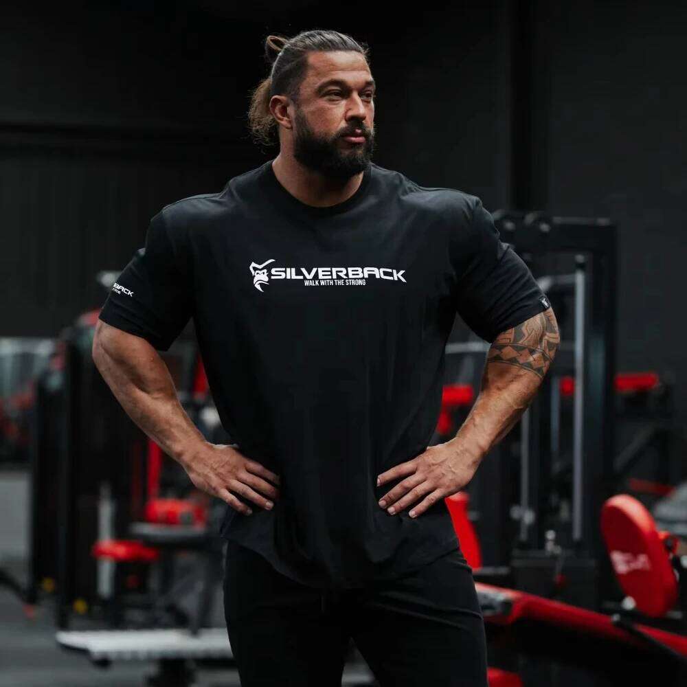 New SILVERBACK Oversized Loose Short Sleeve Tees Gym Bodybuilding Breathable Cool Men Clothing Fitness Workout Muscle T-shirts