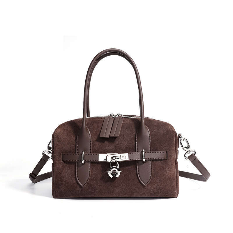 Genuine Leather Boston Autumn Winter New Suede Crossbody Bag Solid Color High Value Light Luxury End Women S Handbag SENYY