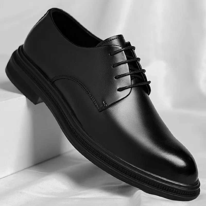 Mens Elevator Shoes Dress Shoes Formal Leather Quality Busincess Lift 6CM 8CM Height Increased Black Man Elegance Wedding Shoes H260509