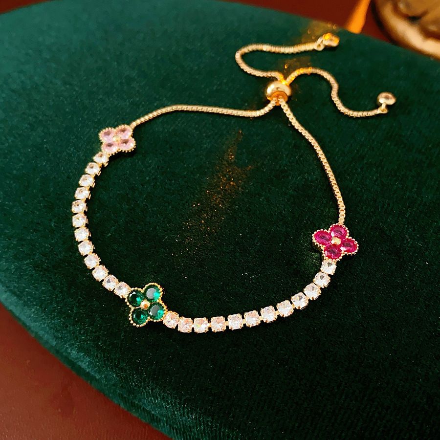 Super shiny zircon flower bracelet, exquisite fashionable style, versatile and elegant, high-end jewelry for women - view 5