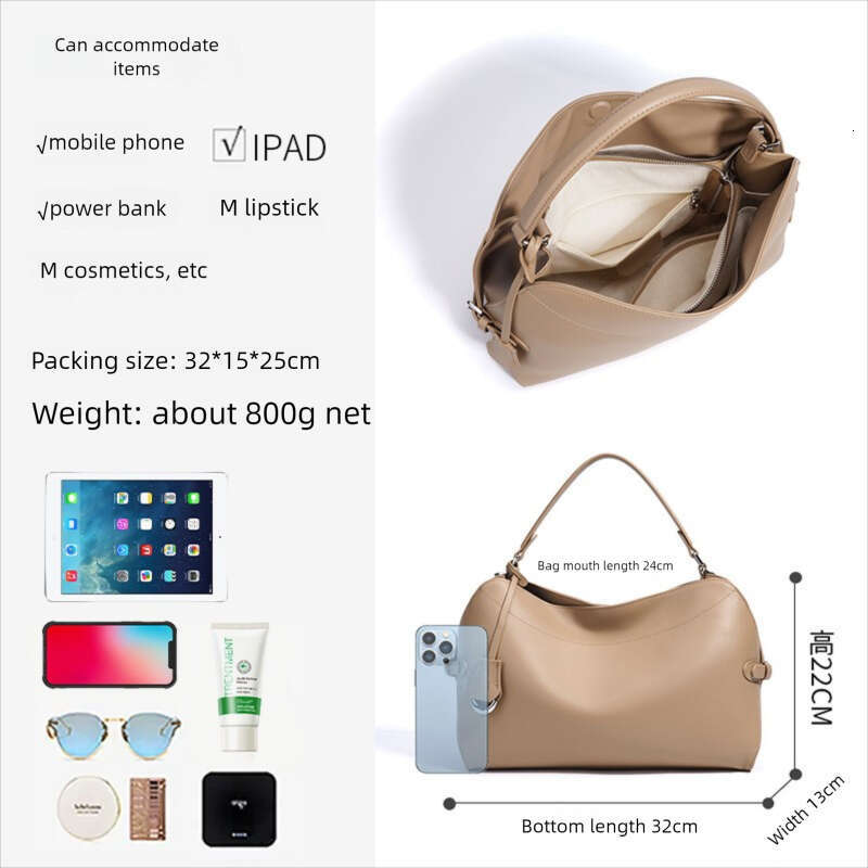 Niche High End Genuine Leather Single Shoulder Bag Spring Summer Large Capacity Office Lady Commuter Handbag Daily Casual Versatile Women Shoulder Bag