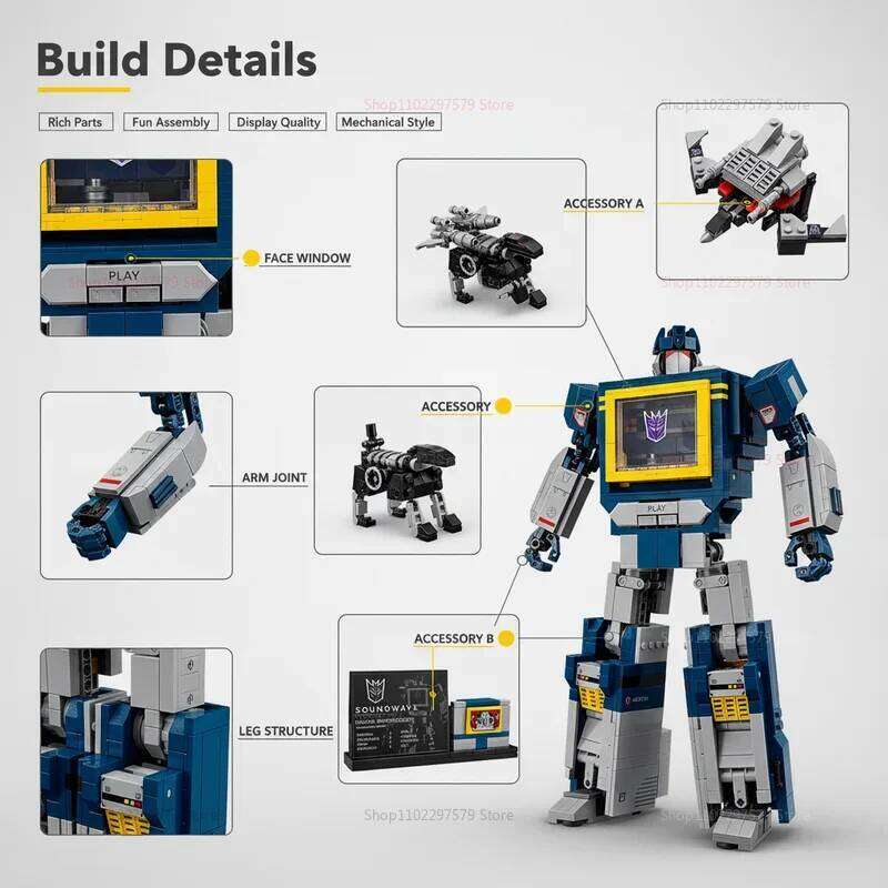 New Technical Blue Robot Model Building Kit Compatible MOC Creative DIY Mech Bricks Assembly Toys Boys Gifts Collectors Edition W260511