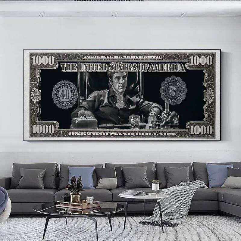 Classic Movie, Scarface Tony Montana Dollar Wall Art, HD Canvas Print Poster, Home, Living Room, Room Decor Painting 26Y0511