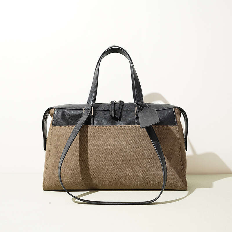 Niche Original Design Canvas Leather Splicing Single Shoulder Crossbody Bag Large Capacity Casual Commuter Fashion Daily Women Handbag SENYY