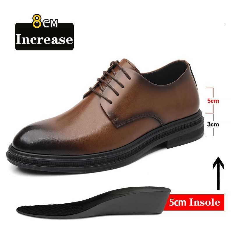 Mens Elevator Shoes Dress Shoes Formal Leather Quality Busincess Lift 6CM 8CM Height Increased Black Man Elegance Wedding Shoes H260509
