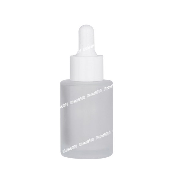 30ML Glass Bottle Flat Shoulder Frosted/Transparent/Amber Round Essential Oil Serum Bottles With Glasses Dropper Cosmetic Travel Bottlees