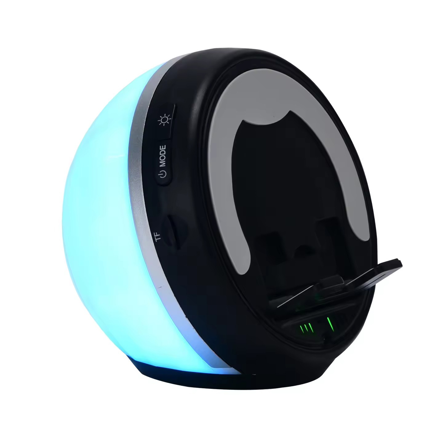 Sensor Speaker Phone Stand - Auto-Play on Contact, Wireless & Inductive Modes, RGB Light, TF Card, 360° Hi-Fi Sound, Foldable, 2000mAh