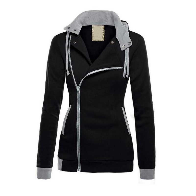 Women's Hoodies Sweatshirts Casual woman Hoodie Sweatshirt Slim Zipper Streetwear Cardigan Hoodies Outerwear Black Sportswear women Hooded Jacket