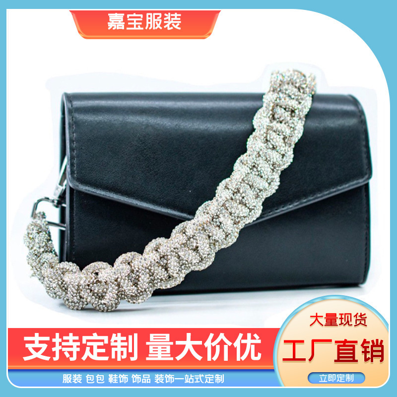 versatile Koreanstyle fashion fulldiamond thick chain handwoven shoulder and crossbody bag with detachable trendy strap 230404