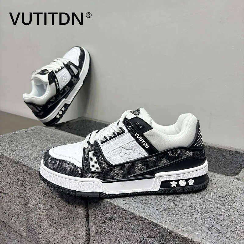 VUTITDN Denim casual shoes running for mens womens black blue New versatile casual height thick soled outdoor sports shoes dh1263469