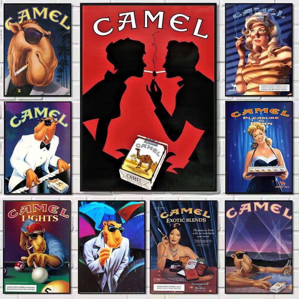 vintage camel cigarettes Painting Calligraphy Canvas Poster: Crease Free Waterproof Durable All Space Wall Decor 26Y0511