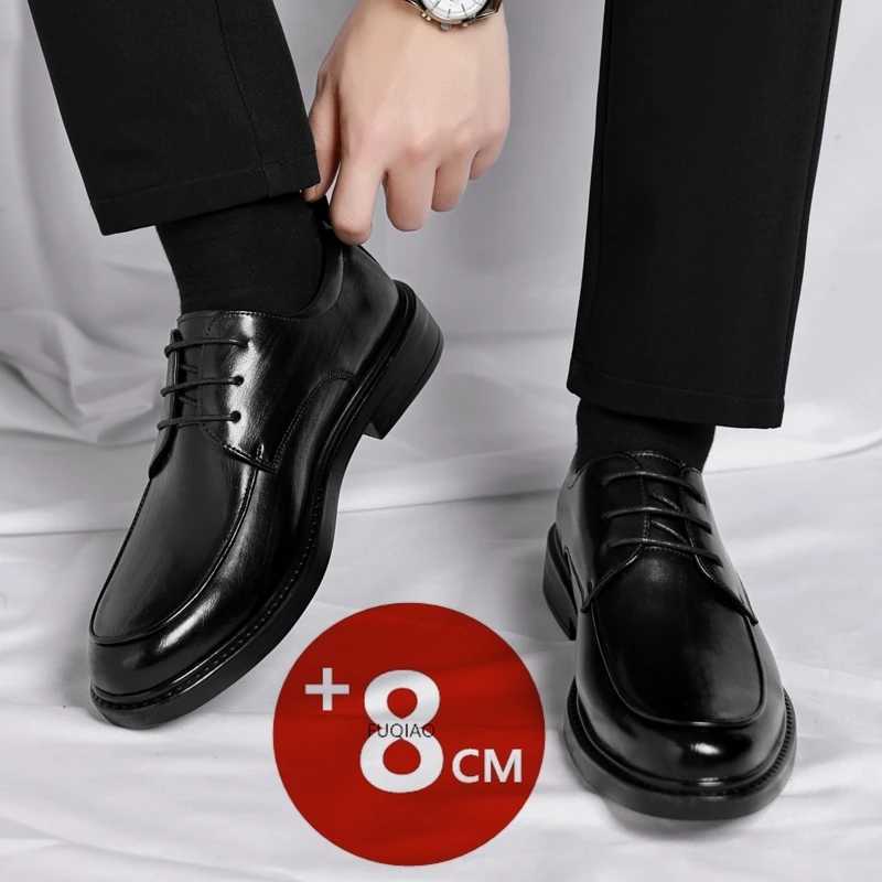 Men Plus Size Elevator Shoes 3/6/8CM Height Increase Formal Office Wedding Party Dress Heightened Shoes Casual Leather Oxfords H260509