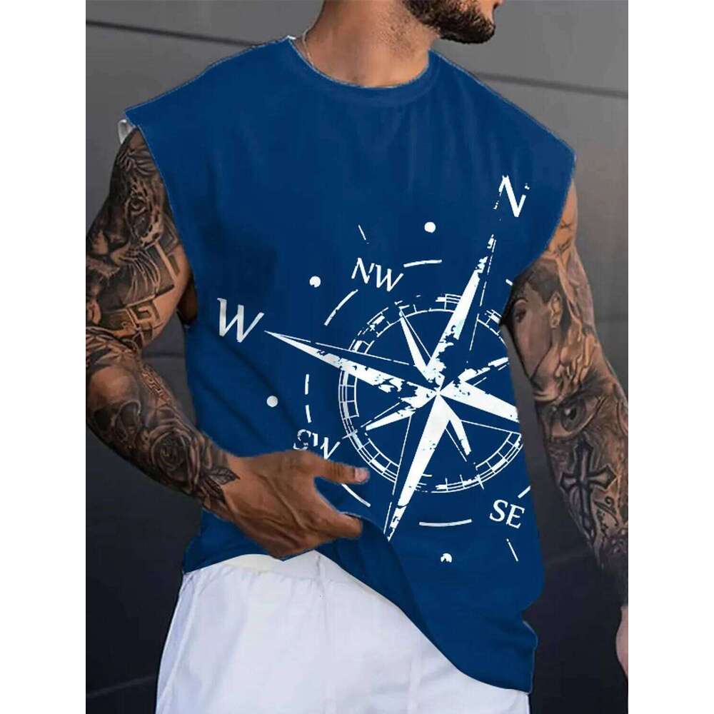 Men's Bottom Shirt Pattern Boat Rudder O Neck 3D Outdoor Street Sleeveless Printed Clothing Athletic Casual Big & Tall Tank Top - view 3