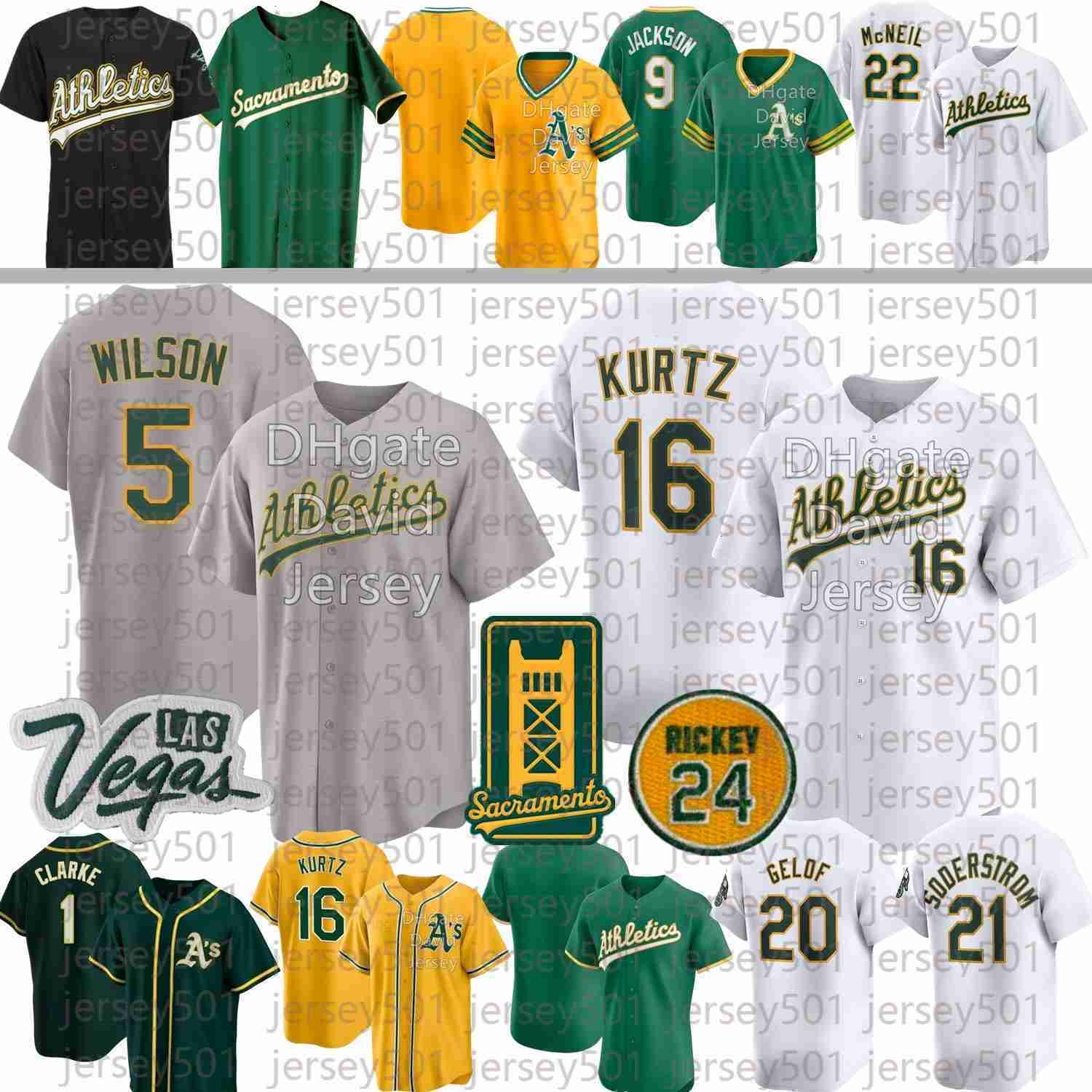 Oakland Athleticses Jersey Nick Kurtz Jacob Wilson Jeff McNeil Lawrence Butler Denzel Clarke Jose Canseco Rickey Henderson Rooker Morales Severino Spr