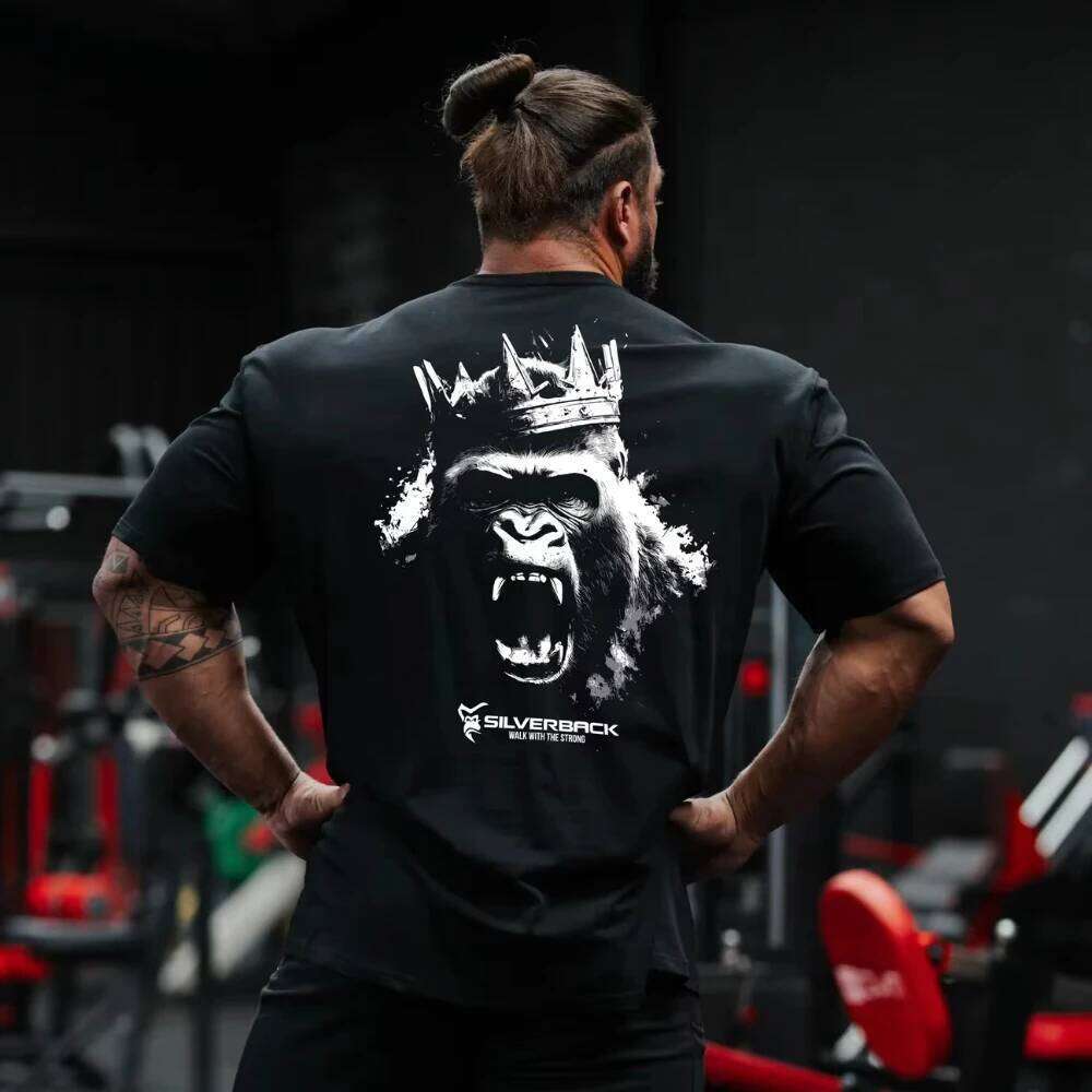 New SILVERBACK Oversized Loose Short Sleeve Tees Gym Bodybuilding Breathable Cool Men Clothing Fitness Workout Muscle T-shirts