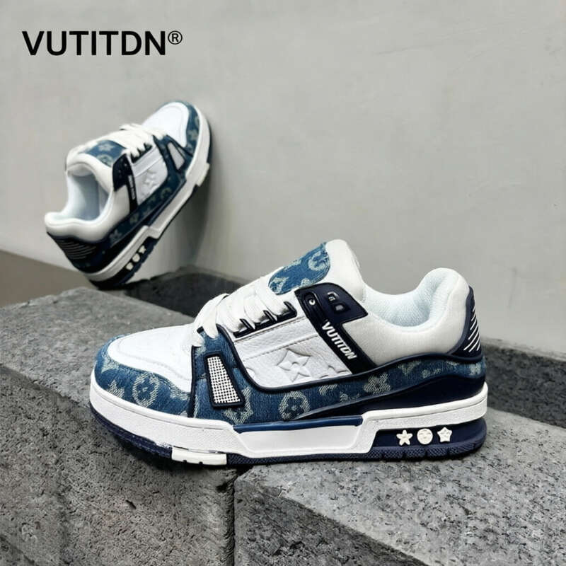 VUTITDN Denim casual shoes running for mens womens black blue New versatile casual height thick soled outdoor sports shoes dh1263469