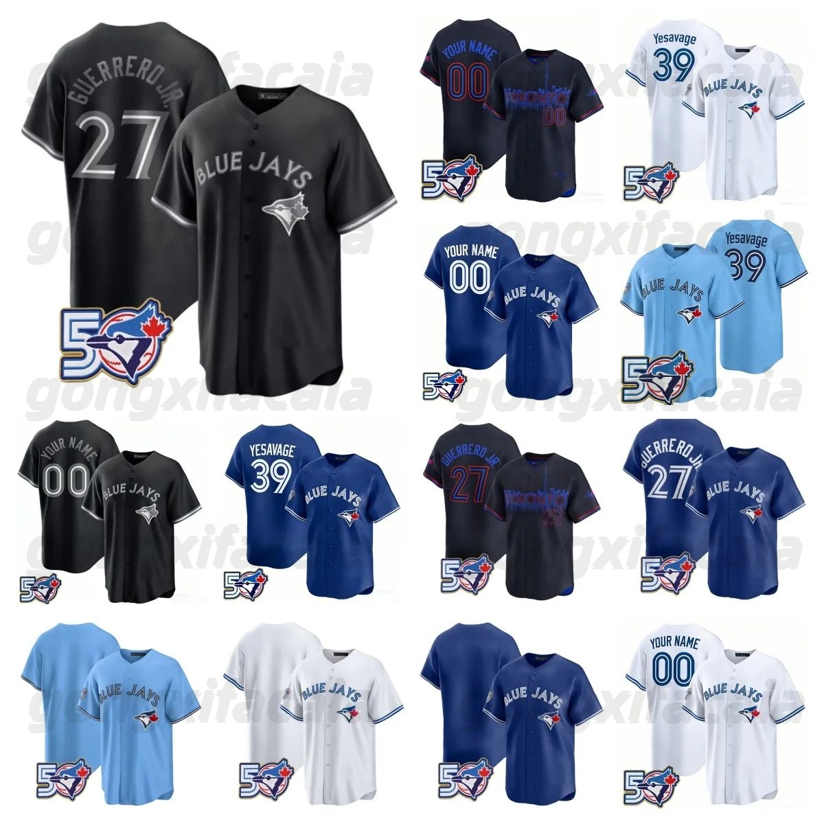 Torontos 2026 50th Anniversary Blue Jays Baseball Jersey Je Carter 27 Vladimir Guerrer Jr. Kazuma Okamoto 4 Gerge Springer 30 Kirk 39 Trey Yesavage 22