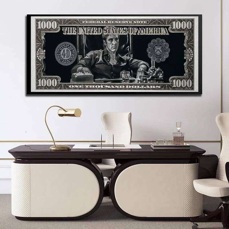 Classic Movie, Scarface Tony Montana Dollar Wall Art, HD Canvas Print Poster, Home, Living Room, Room Decor Painting 26Y0511