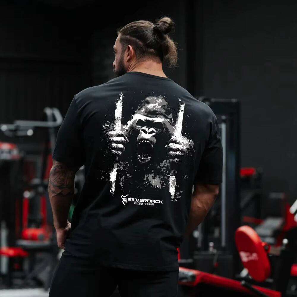 New SILVERBACK Oversized Loose Short Sleeve Tees Gym Bodybuilding Breathable Cool Men Clothing Fitness Workout Muscle T-shirts