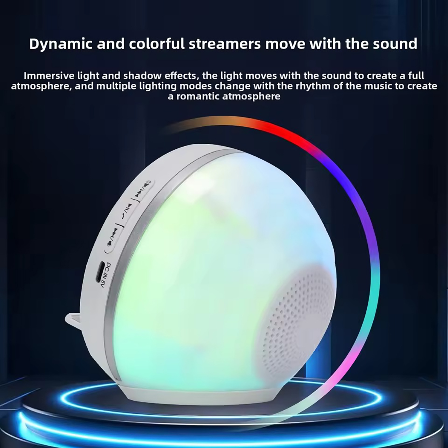 Sensor Speaker Phone Stand - Auto-Play on Contact, Wireless & Inductive Modes, RGB Light, TF Card, 360° Hi-Fi Sound, Foldable, 2000mAh