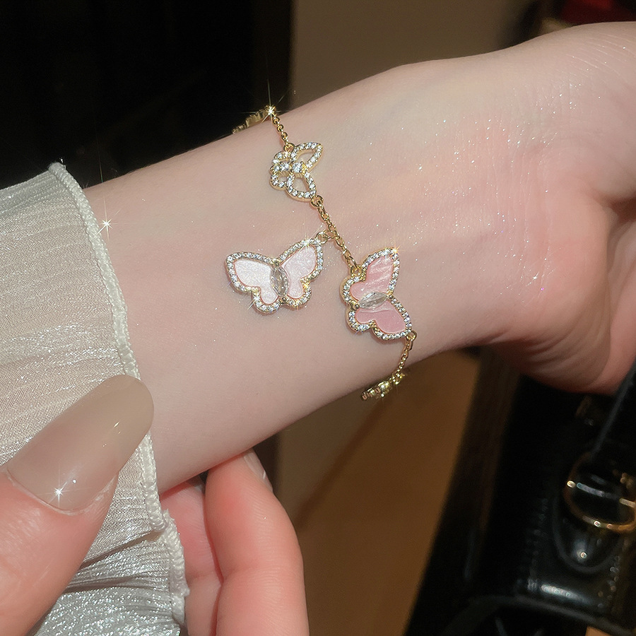 Zircon Flower Butterfly Pearl Sweet Princess Style Bracelet High-end Exquisite Women's Jewelry - view 6