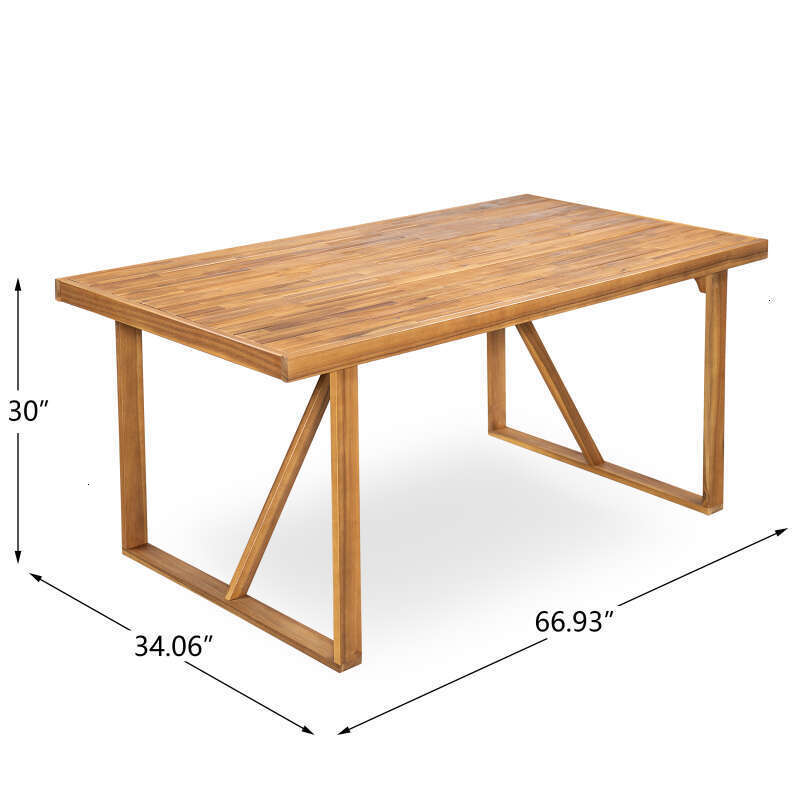 7 Pieces Acacia Wood Outdoor CushionsModern 6 Chairs with Handwoven Cord and 1 Large Table Dining Furniture Set for Lawn Backyard Garden DeckPoolsideT