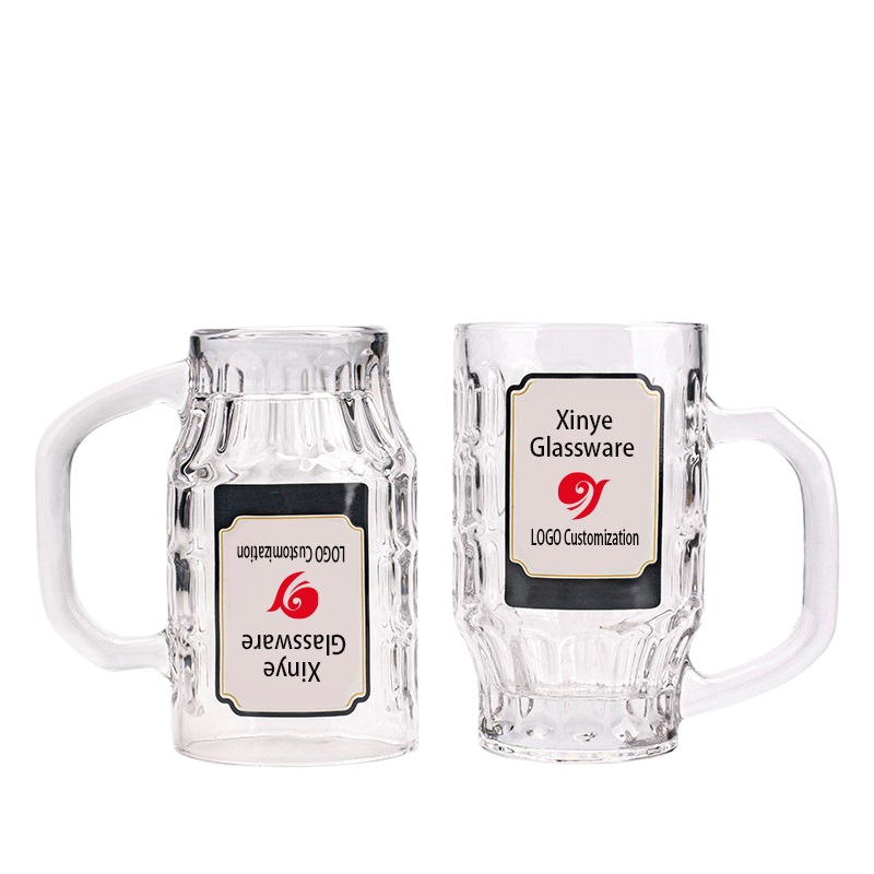 380ml Dimpled Glass Beer Mug With Handle, Heavy Duty Clear Stein Cup For Bar Pub Home Party Reusable Drinkware