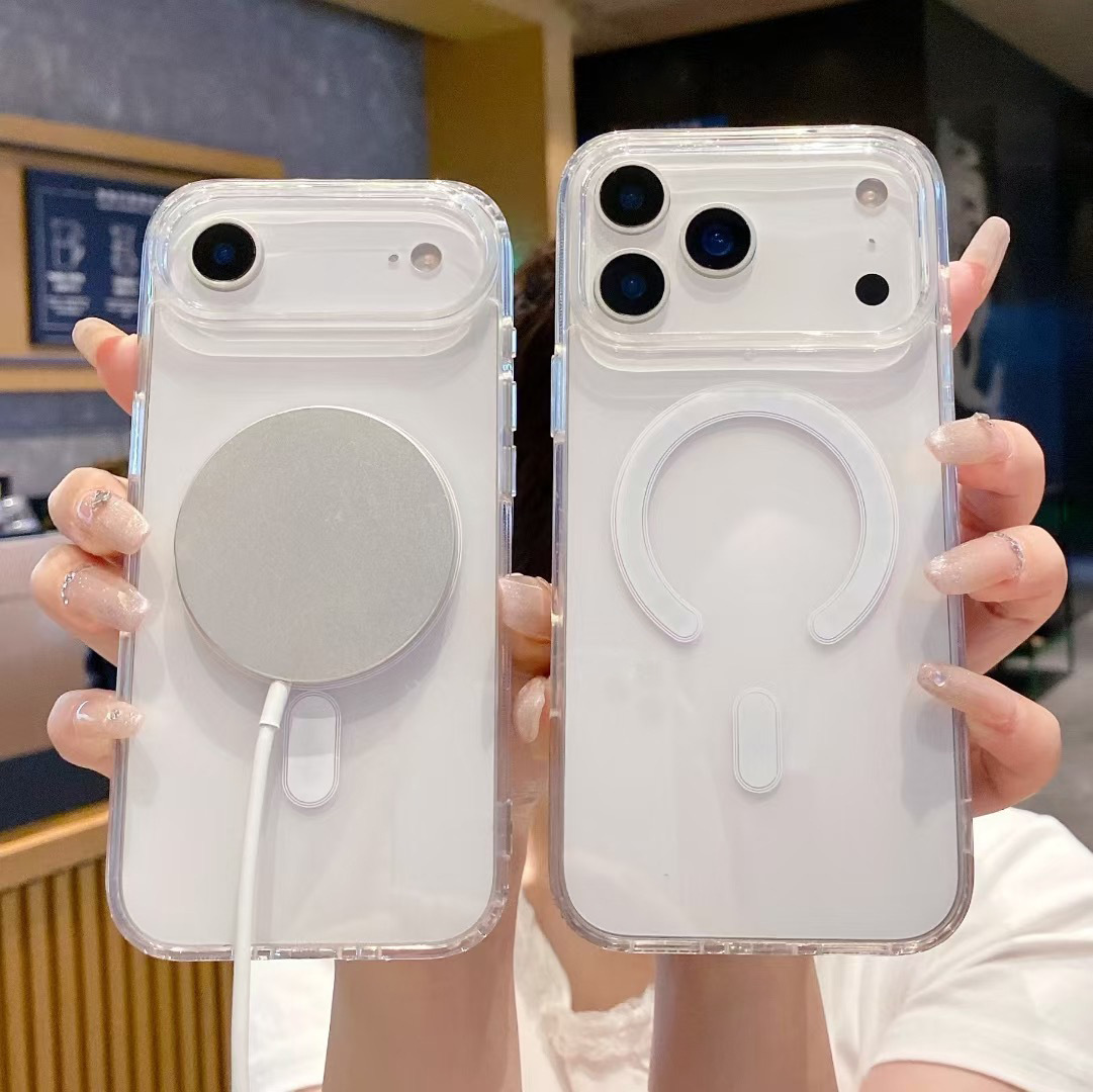 Magsafe Shockproof Transparent Magnetic Simple Suitable for Apple 17 Anti-drop Phone Not Easy to Yellow Large Hole Case