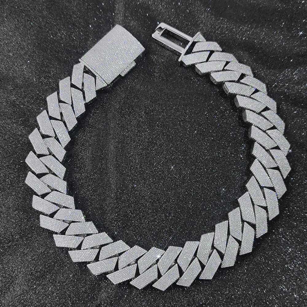 Sparkg Big Guy Thick Heavy 25MM Hand Setting 7 Rows Chain Moissanite Dia Stone Cuban k Necklace Hip Hop Jewelry