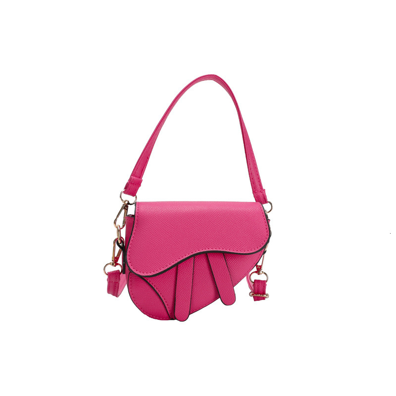 Multi Color Mini Saddle Crossbody Bag With Gold Hardware And Adjustable Strap