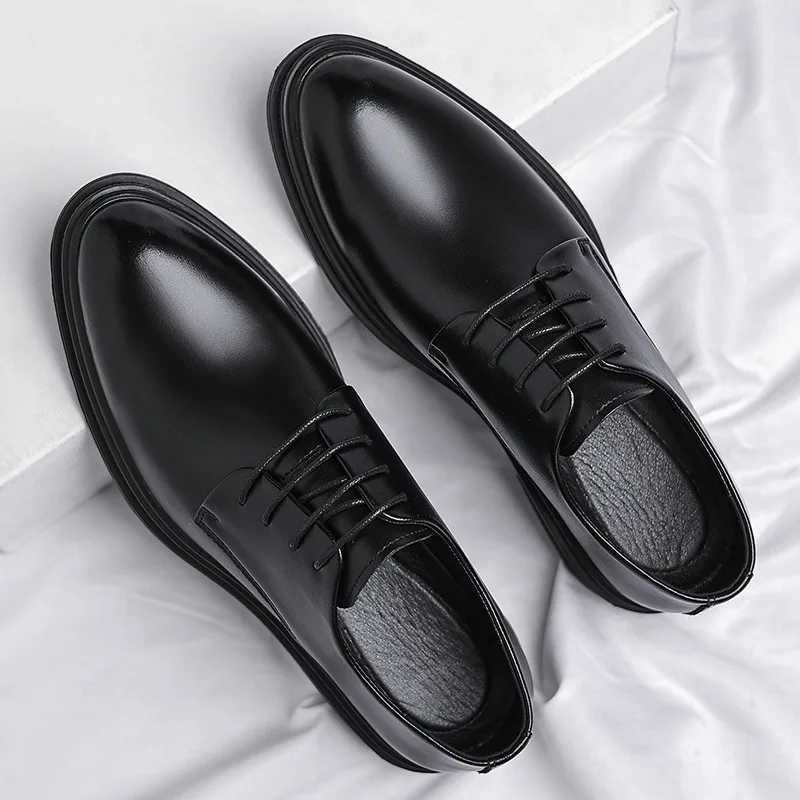 Mens Elevator Shoes Dress Shoes Formal Leather Quality Busincess Lift 6CM 8CM Height Increased Black Man Elegance Wedding Shoes H260509