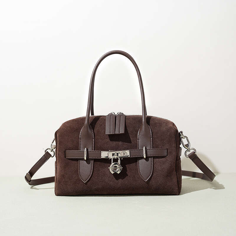 Genuine Leather Boston Autumn Winter New Suede Crossbody Bag Solid Color High Value Light Luxury End Women S Handbag SENYY
