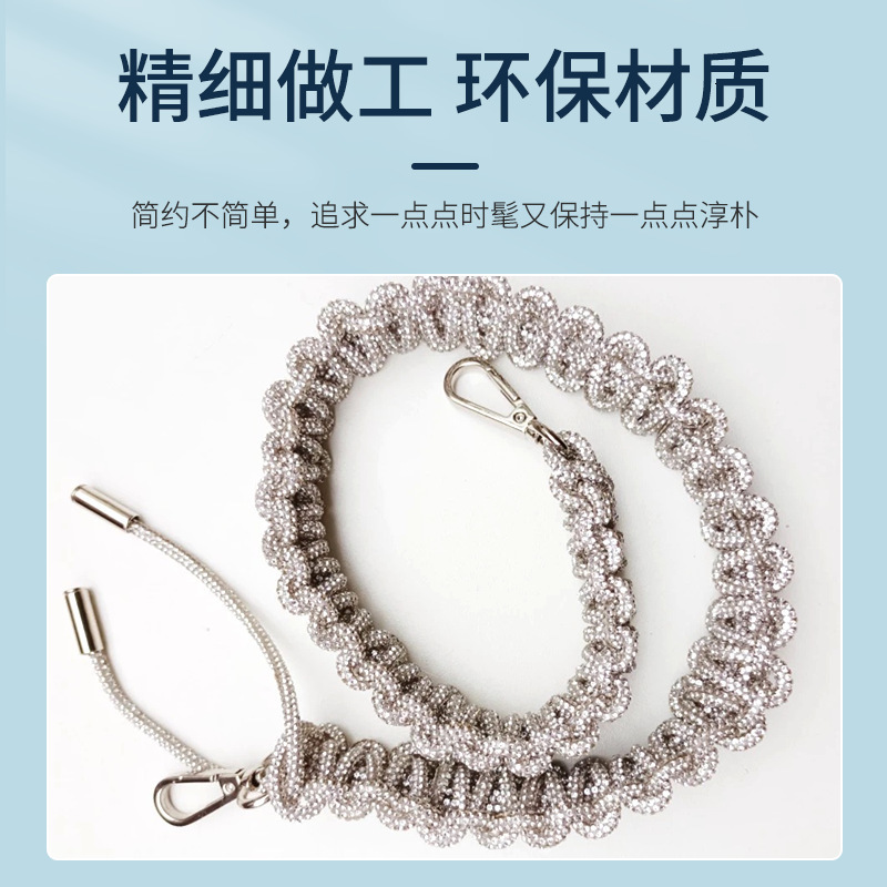 versatile Koreanstyle fashion fulldiamond thick chain handwoven shoulder and crossbody bag with detachable trendy strap 230404