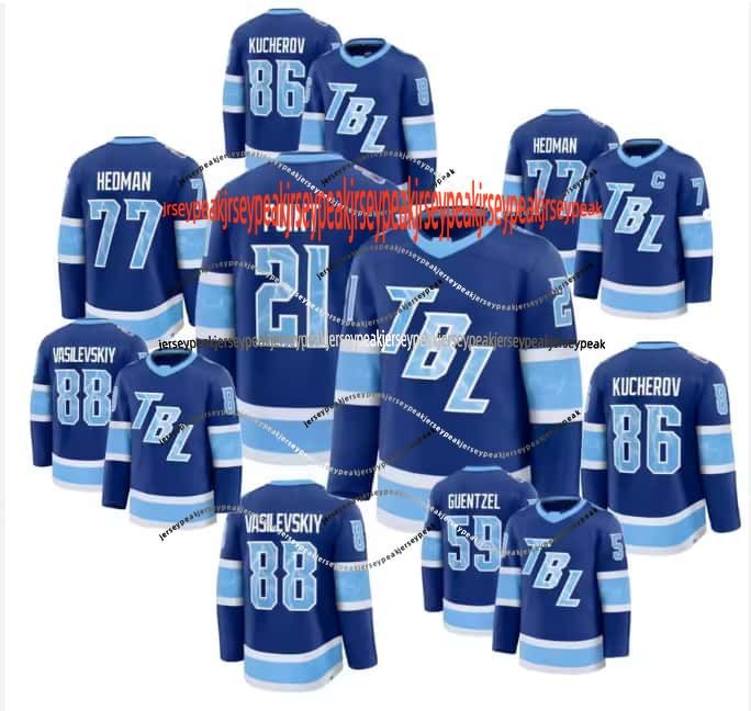 86 Nikita Kucherov Jersey Andrei Vasilevskiy Lightning Jersey Brayden Point Erik Cernak Brandon Hagel Steven Stamkos Emil Lilleberg Tampa Bay Hockey J
