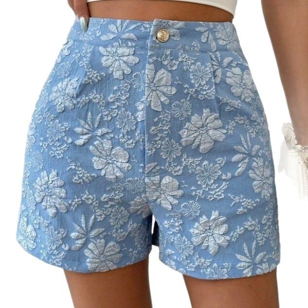 Designer 2026 Large Stock Available For New Summer Women's Fashion Textured Jacquard Luxury Elegant High-waisted Straight Shorts Free Shipping