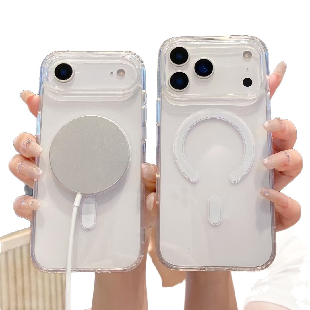 Magsafe Shockproof Transparent Magnetic Simple Suitable for Apple 17 Anti-drop Phone Not Easy to Yellow Large Hole Case